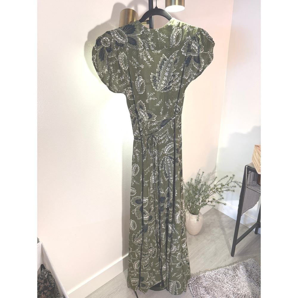Reformation Orchid Maxi Dress Green Paisley Tie Front 2 xs euc floral wedding - Picture 11 of 14
